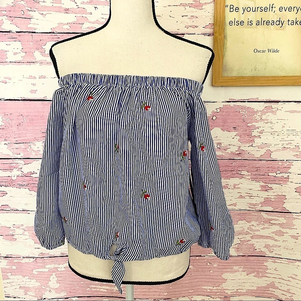 KONTROL Off Shoulder Striped Floral Top size Medium